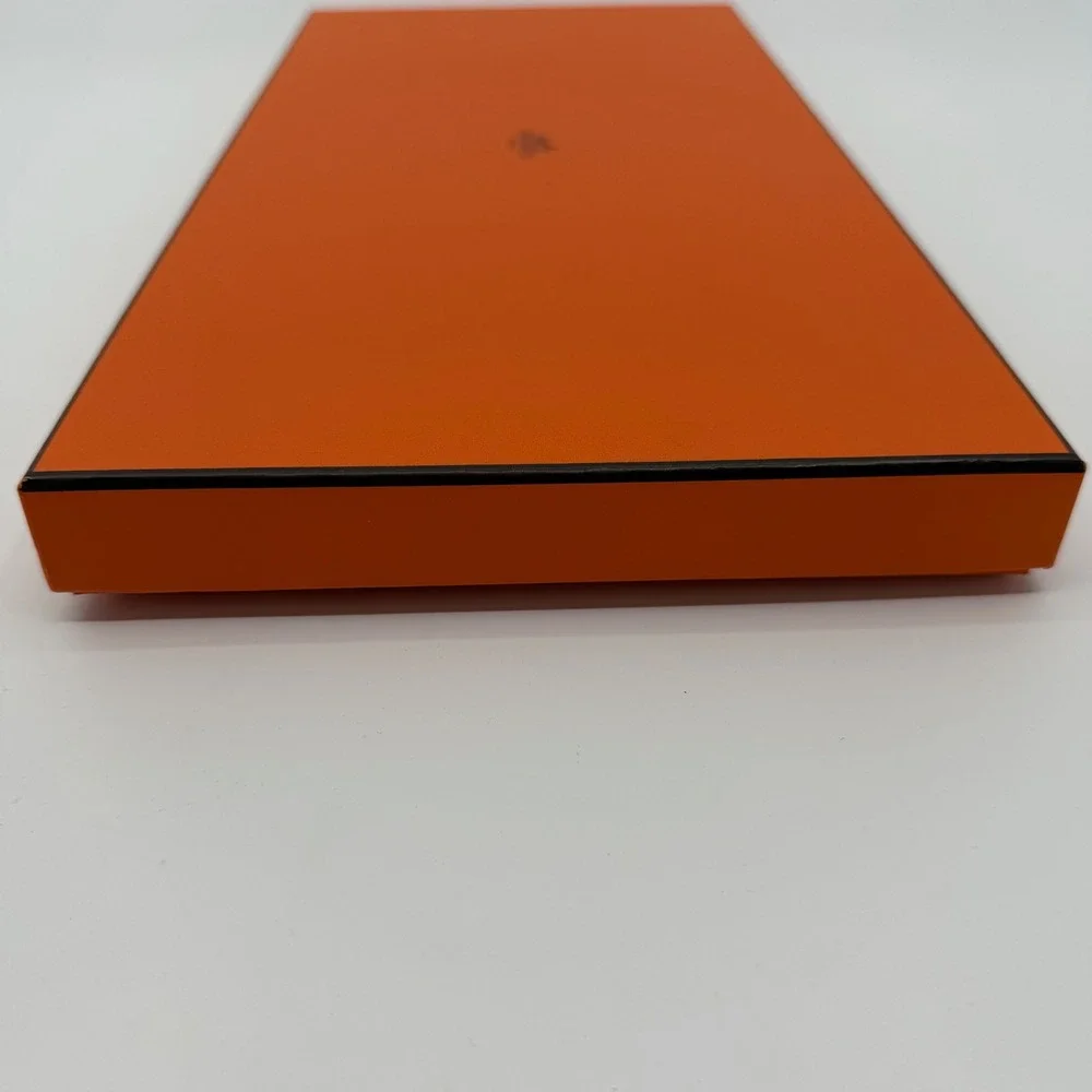 Hermes Empty Gift Box Orange 7x14x1 Authentic Logo Tissue Ribbon Luxury